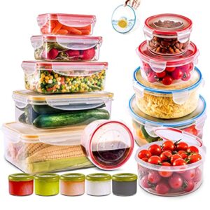 28 pcs large food storage containers with airtight lids-freezer & microwave safe,bpa free plastic meal prep containers & kitchen set.leak proof lunch containers-snacks, sandwich, sauces & bento box