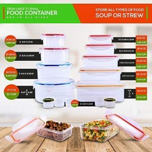 28 PCs Large Food Storage Containers with Airtight Lids-Freezer & Microwave Safe,BPA Free Plastic Meal Prep Containers & Kitchen set.Leak proof Lunch Containers-Snacks, Sandwich, Sauces & Bento box