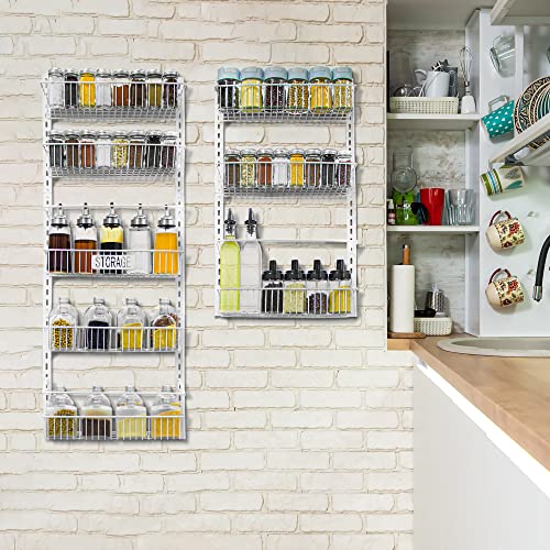 Aconfei Over The Door Pantry Organizer, 8-Tier Pantry Door Organizer Rack, Wall Mounted Heavy-Duty Metal Spice Rack for for Kitchen, Bathroom, Bedroom and Storage Room