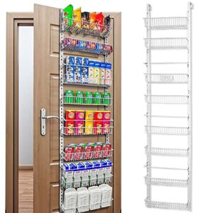 Aconfei Over The Door Pantry Organizer, 8-Tier Pantry Door Organizer Rack, Wall Mounted Heavy-Duty Metal Spice Rack for for Kitchen, Bathroom, Bedroom and Storage Room