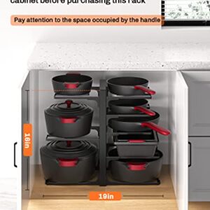 MUDEELA Pots and Pans Organizer for Cabinet 8-Tier Adjustable Heavy Duty Pan Organizer Rack for Cabinet, Pot Organizer Rack for Kitchen Cabinet Organization & Storage