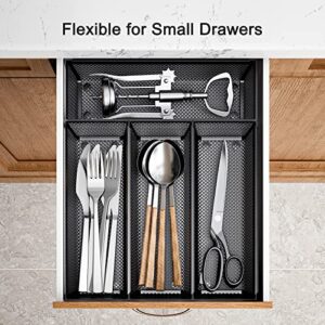Silverware Drawer Organizer, Mesh Utensil Organizer for Kitchen Drawers, Silverware Tray with Interlocking Arm, Narrow Utensil holder for Flatware, Forks, Spoons, Knives by FURNINXS (Set of 6)