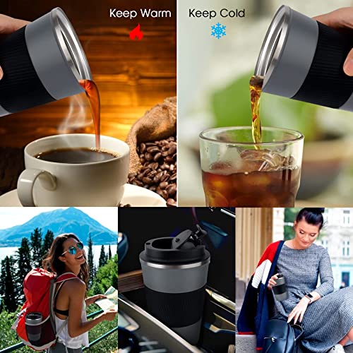 KETIEE Travel Coffee Mug Spill Proof 12oz, Insulated Coffee Mug to Go, Thermo Hot Coffee Tumbler, Reusable Coffee Cups with Seal Lid, Vacuum Stainless Steel Coffee Travel Mugs for Hot/Ice Coffee Tea