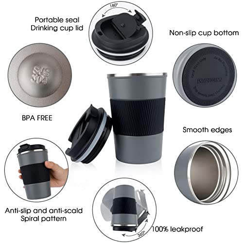 KETIEE Travel Coffee Mug Spill Proof 12oz, Insulated Coffee Mug to Go, Thermo Hot Coffee Tumbler, Reusable Coffee Cups with Seal Lid, Vacuum Stainless Steel Coffee Travel Mugs for Hot/Ice Coffee Tea