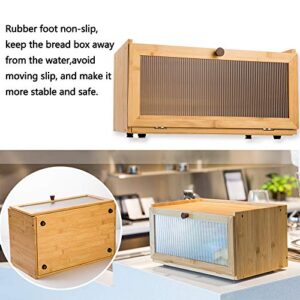 ETMI Bamboo Bread Box for Kitchen Counter-Large Capacity Bread Storage Container Farmhouse Bread Box with Window Bread Holder