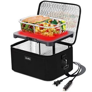 aotto portable oven | 12v, 24v, 110v car food warmer | portable mini oven | personal microwave | heated lunch box for cooking and reheating food in car, truck, travel, camping, work, home