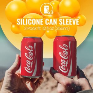 Skywin Silicone Can Sleeve (3 Pack) - Can Cover can Hides Can by Disguising it as a Can of Soda (Red)