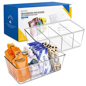 pantry organization and storage bins, fridge organizer bins – kitchen organization and storage with dividers, refrigerator organizer bins – clear storage bins, cabinet organizers (2 pack)