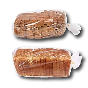 bread bags with ties, reusable, 100 clear bags and 100 ties, bread bags for homemade bread and bakery loaf adjustable reusable (100)