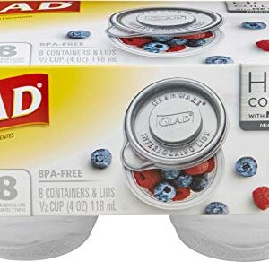 GladWare Home Mini Round Food Storage Containers, Small Food Containers Hold 4 Ounces of Food, 8 Count Set | With Glad Lock Tight Seal, BPA Free Containers and Lids