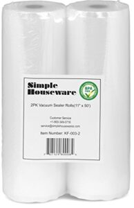 2 pack – simplehouseware 11″ x 50 feet vacuum sealer bags (total 100 feet)