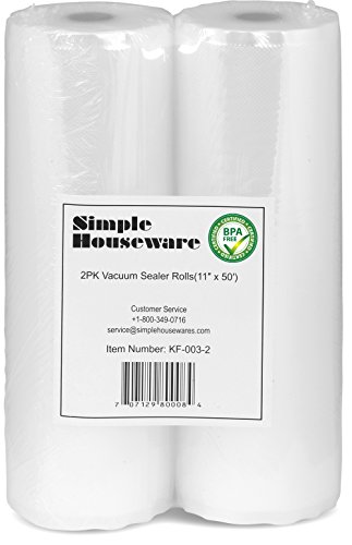 2 Pack - SimpleHouseware 11" x 50 Feet Vacuum Sealer Bags (total 100 feet)