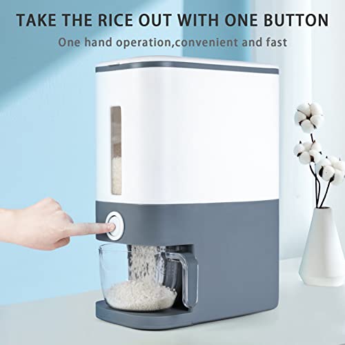 U-miss 25 Lbs Rice Dispenser, Large Grain Container Storage with Lid Measuring Cylinder Moisture Proof Household Cereal Dispenser Bucket for Kitchen Soybean Corn