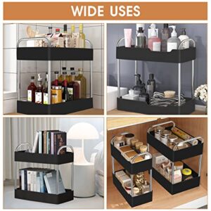 2 Pack Under Sink Organizer,2 Tier Under Sink Storage Organizer with Hooks and Hanging Cups for Bathroom,Kitchen Multi-Purpose Standing Rack Organizer,Bathroom Collection Baskets