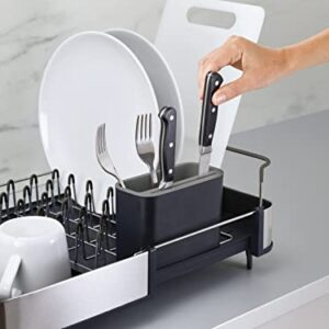 Joseph Joseph Stainless-Steel Extendable Dual Part Dish Rack Non-Scratch and Movable Cutlery Drainer and Drainage Spout, One-size, Gray