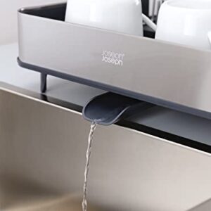 Joseph Joseph Stainless-Steel Extendable Dual Part Dish Rack Non-Scratch and Movable Cutlery Drainer and Drainage Spout, One-size, Gray