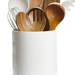 Getstar Utensil Holder, Large Kitchen Utensil Holder for Kitchen Counter (H7.2” x W6.2”), Ceramic Cooking Utensil Holder with Cork Mat, Kitchen Decor for Counter (White, Utensils Not Included)