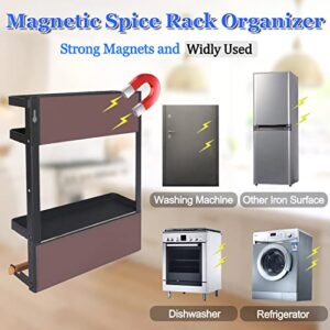 Magnetic Spice Rack, Magnetic Shelf with Paper Towel Holder 2 Tier Kitchen Refrigerator Storage Rack Fridge Magnet Organizer(Black, Medium)