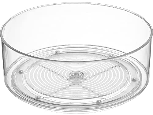 Home Intuition Round Plastic Lazy Susan Turntable Food Storage Container for Kitchen (1 Pack)