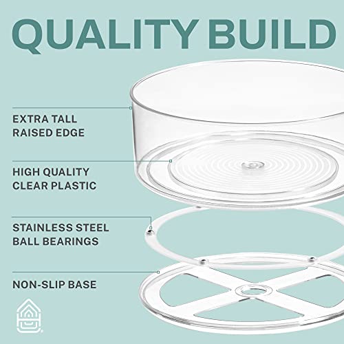 Home Intuition Round Plastic Lazy Susan Turntable Food Storage Container for Kitchen (1 Pack)