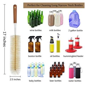 ALINK 5-Pack Bottle Brush Cleaner - Long Bamboo Handle Water Bottle Straw Cleaning Brush for Washing Narrow Neck Beer Wine Decanter, Baby/Sports Bottle, Thermos, Flask