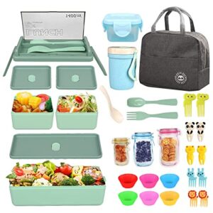 ohmzpere bento box adult lunch box new upgrade, 32pcs japanese bento box with accessories,super large capacity adult and kids leak-proof bento lunch box