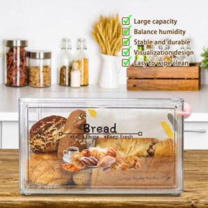 RISICULIS 2PCS Large Bread Box for Kitchen Countertop, Stackable Double Layer Bread Storage Container, Clear Bread Boxes for Kitchen Counter, Bread Keeper for Homemade Bread, Bagel, Muffins, Rolls