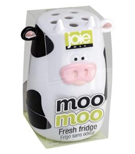 joie moo moo fresh fridge refrigerator and freezer baking soda holder, odor absorber pod, reusable deodorizer container for fridge or freezer, pack of 1