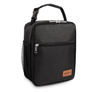 lunch box for men women, insulated reusable portable lunchbox – adults small lunch bag for office work school(black)