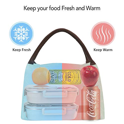 Buringer Reusable Insulated Lunch Bag Cooler Tote Box Meal Prep for Men & Women Work Picnic or Travel （Geometry Green）