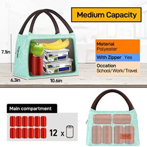 Buringer Reusable Insulated Lunch Bag Cooler Tote Box Meal Prep for Men & Women Work Picnic or Travel （Geometry Green）