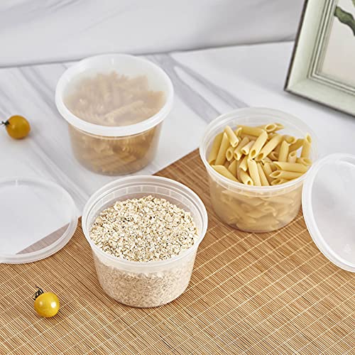 [48Set - 16oz.] Plastic Deli Food Storage Containers With Plastic Lids, Disposable togo containers for soup, Meal Prep, Slime | BPA Free | Stackable | Leakproof | Microwave | Dishwasher | Freezer Safe