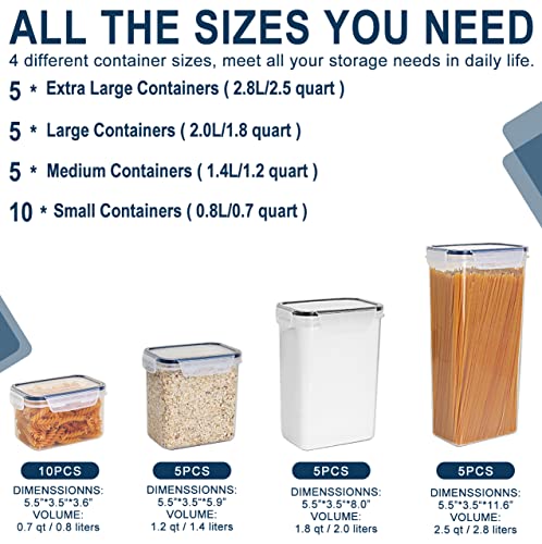 Airtight Food Storage Containers 25-Piece Set, Kitchen & Pantry Organization, BPA Free Plastic Storage Containers with Lids, for Cereal, Flour, Sugar, Baking Supplies, Labels & Measuring Cups