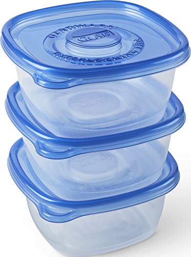 Glad GladWare Tall Entrée Food Storage Containers | Large Square Containers for Food Hold up to 42 Ounces of Food, 3 Count | Strong and Sturdy Large Food Storage Holders