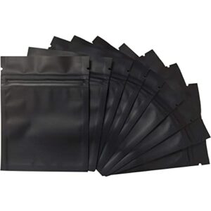 100 Pack Smell Proof Bags - 3 x 4 Inch Resealable Mylar Bags Foil Pouch Bag Flat Bag Matte Black