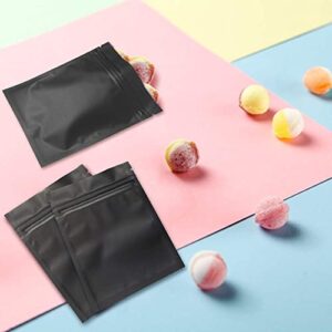 100 Pack Smell Proof Bags - 3 x 4 Inch Resealable Mylar Bags Foil Pouch Bag Flat Bag Matte Black