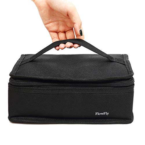 FlowFly Small Insulated Lunch box Portable Soft Bag Mini Cooler Thermal Meal Tote Kit with Handle for Work & School, Black