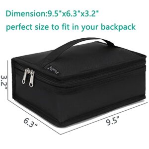 FlowFly Small Insulated Lunch box Portable Soft Bag Mini Cooler Thermal Meal Tote Kit with Handle for Work & School, Black