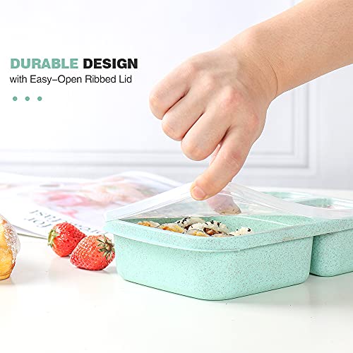 4 Pack Bento Lunch Box，3-Compartment Meal Prep Containers，Lunch Box for Kids，Durable BPA Free Plastic Reusable Food Storage Containers - Stackable, Suitable for Schools, Companies,Work and Travel