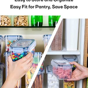 Airtight Food Storage Containers with Lids, Clear Pantry Canister Set for Kitchen Organization, Stackable Organizers for Flour, Sugar, Cereal, Rice, BPA Free Plastic 24 Pack with Different Sizes