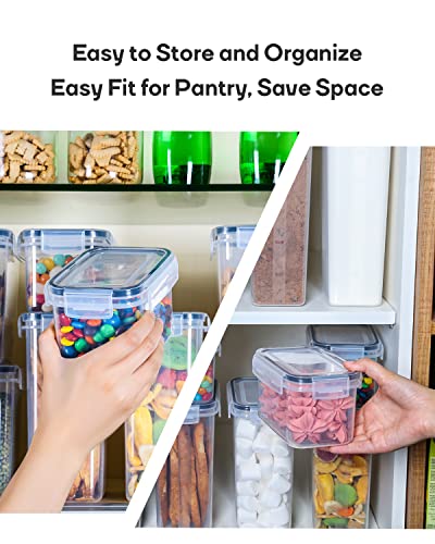 Airtight Food Storage Containers with Lids, Clear Pantry Canister Set for Kitchen Organization, Stackable Organizers for Flour, Sugar, Cereal, Rice, BPA Free Plastic 24 Pack with Different Sizes