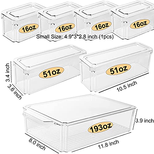 Set Of 7 Fridge Organizer Stackable Refrigerator Organizer Bins with Lids, Kitchen Organization and Storage Clear Plastic Storage Bins, BPA-Free Pantry Storage Bins for Food, Drinks, Fruits, Vegetable