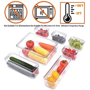 Set Of 7 Fridge Organizer Stackable Refrigerator Organizer Bins with Lids, Kitchen Organization and Storage Clear Plastic Storage Bins, BPA-Free Pantry Storage Bins for Food, Drinks, Fruits, Vegetable