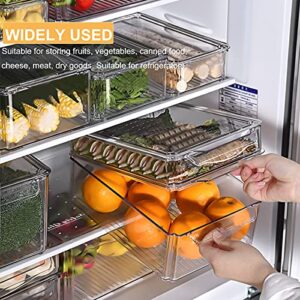 Set Of 7 Fridge Organizer Stackable Refrigerator Organizer Bins with Lids, Kitchen Organization and Storage Clear Plastic Storage Bins, BPA-Free Pantry Storage Bins for Food, Drinks, Fruits, Vegetable