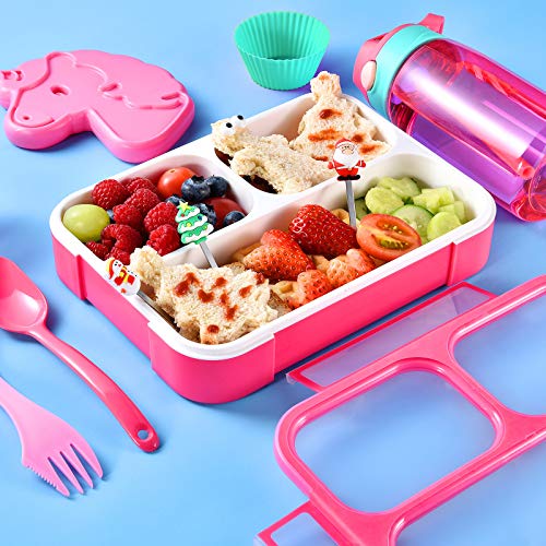 COO&KOO Unicorn Lunch Bag Lunch Box Set, Insulated Lunch Bag with 3 Compartment Bento Box Ice Pack Water Bottle Silicon Cap Spoon Salad Container for Lunch Kid's School Supplies Ideal for Age 7-15