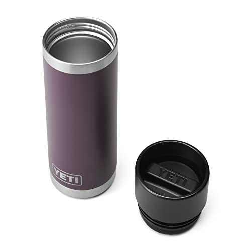 YETI Rambler 18 oz Bottle, Stainless Steel, Vacuum Insulated, with Hot Shot Cap, Nordic Purple