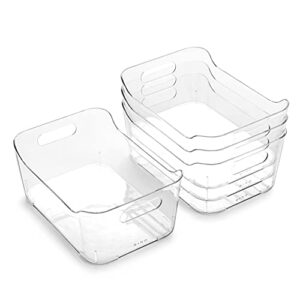 BINO | Plastic Organizer Bins, Small - 4 Pack | The SOHO Collection | Multi-Use Organizer Bins | Pantry Organizer & Freezer Organizer Bins | Plastic Storage Containers | Bins for Home & Kitchen Org