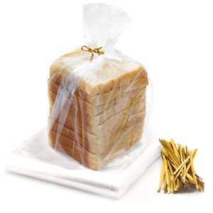 Reusable Plastic Bread Bags for Homemade Bread - 100 Pack Clear Bread Bag with Ties For An Airtight Moisture-free Preservation and Storage- Bread Loaf Bags for Home Bakers and Bakery Owners