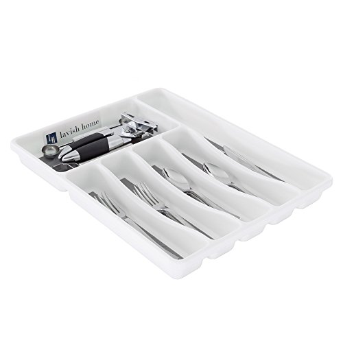 Silverware Drawer Organizer with Six Sections and Nonslip Tray- Flatware, Utensil, Cutlery Kitchen Divider By Lavish Home (Also for Desk and Office)