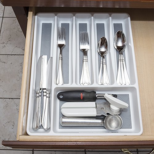 Silverware Drawer Organizer with Six Sections and Nonslip Tray- Flatware, Utensil, Cutlery Kitchen Divider By Lavish Home (Also for Desk and Office)